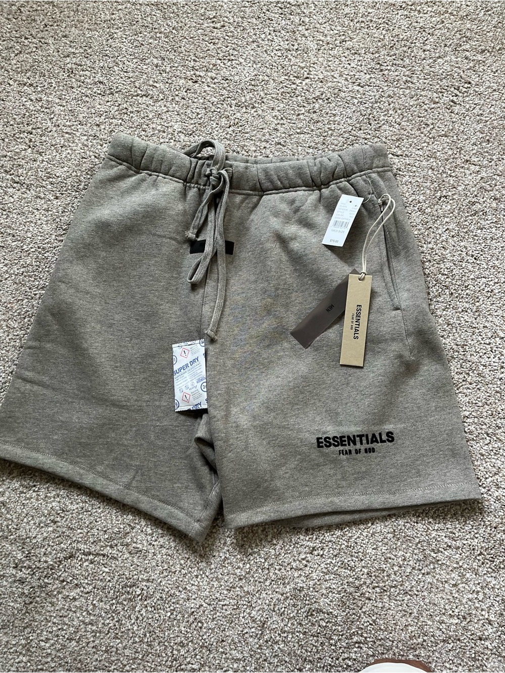 Fear of God ESSENTIALS Olive Green Cotton Drawstring Shorts